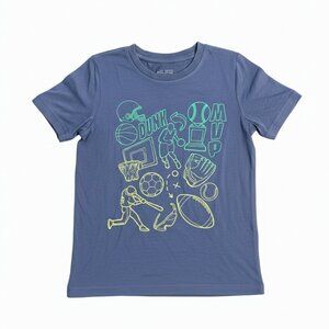 BCG Boy's Sports Graphic T Shirt Dark Gray Short Sleeves Cotton XS 6-7 NEW